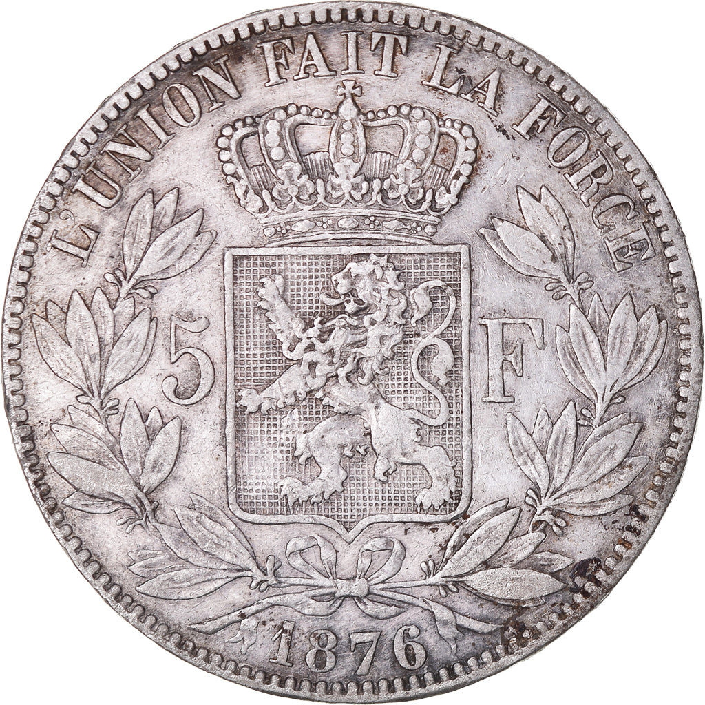 Coin, Belgium, Leopold II, 5 Francs, 5 Frank, 1876, EF(40-45), Silver, KM:24