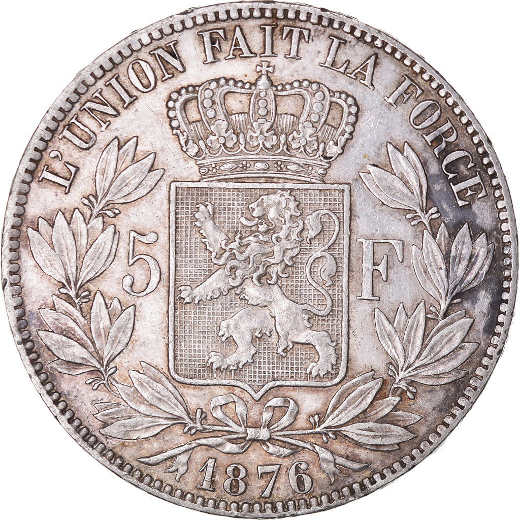 Coin, Belgium, Leopold II, 5 Francs, 5 Frank, 1876, EF(40-45), Silver, KM:24
