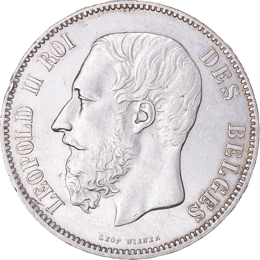 Coin, Belgium, Leopold II, 5 Francs, 5 Frank, 1875, AU(50-53), Silver, KM:24