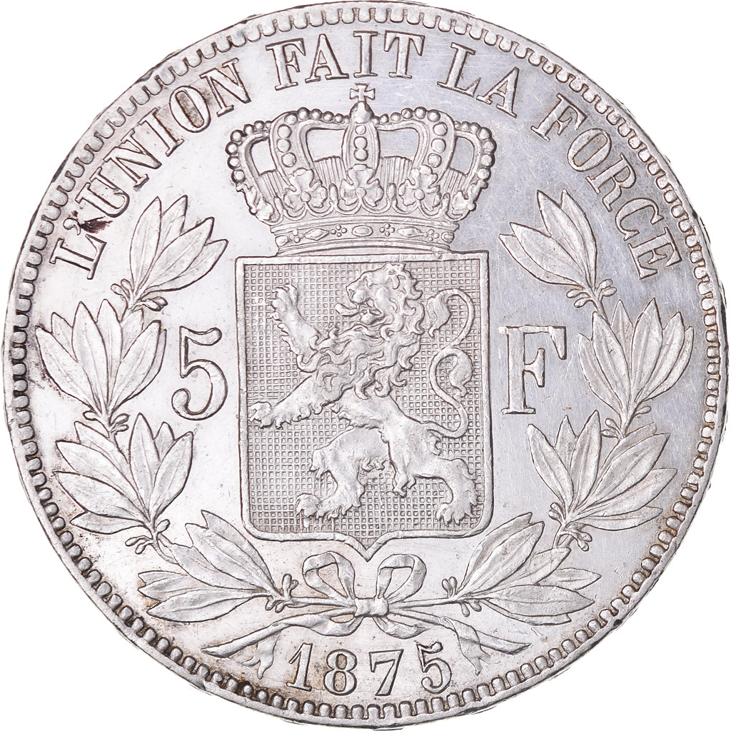 Coin, Belgium, Leopold II, 5 Francs, 5 Frank, 1875, AU(50-53), Silver, KM:24