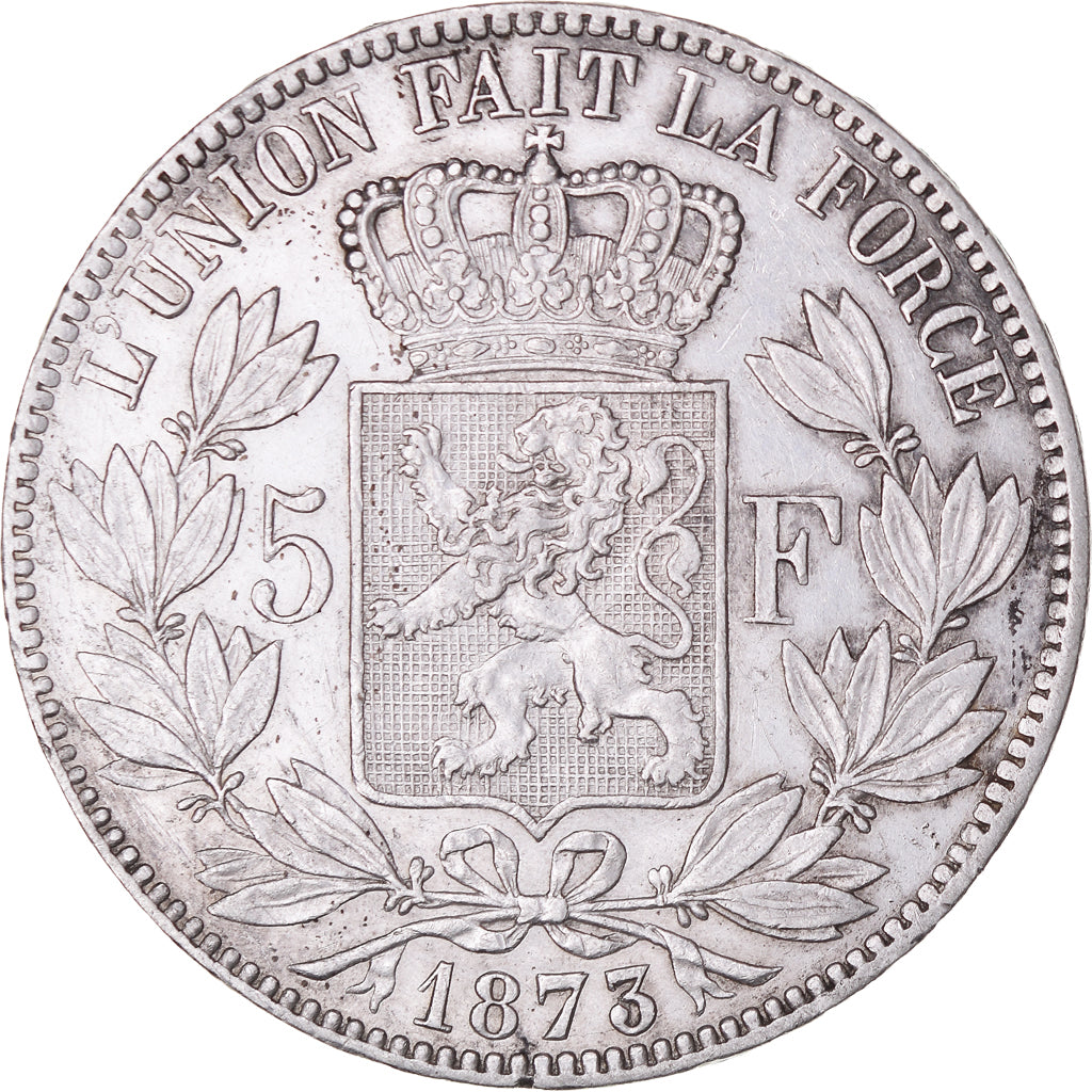 Moneta, Belgio, Leopold II, 5 Francs, 5 Frank, 1873, BB+, Argento, KM:24