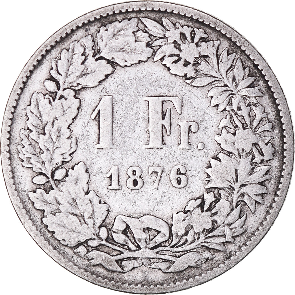 Coin, Switzerland, Franc, 1876, Bern, VF(20-25), Silver, KM:24