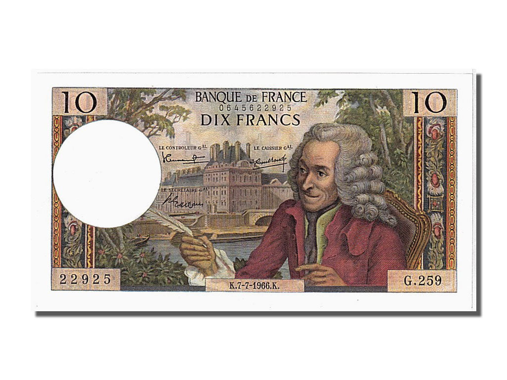 Banconote, Francia, 10 Francs, 10 F 1963-1973 ''Voltaire'', 1966, 1966-07-07