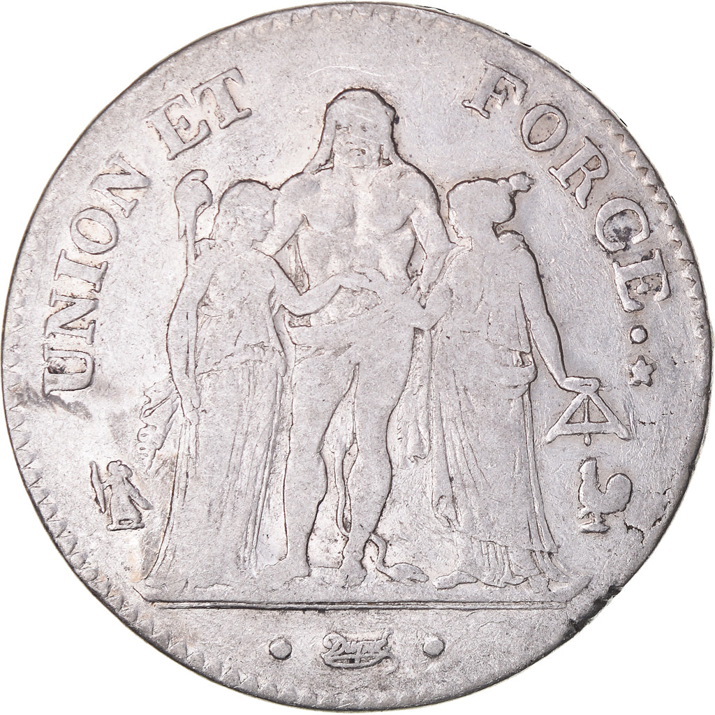 Coin, France, Union et Force, 5 Francs, AN 7 (1798-1799), Paris, VF(30-35)