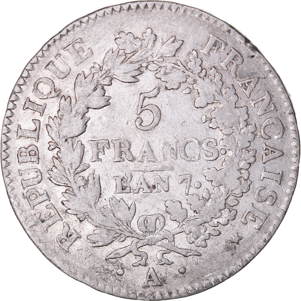 Coin, France, Union et Force, 5 Francs, AN 7 (1798-1799), Paris, VF(30-35)
