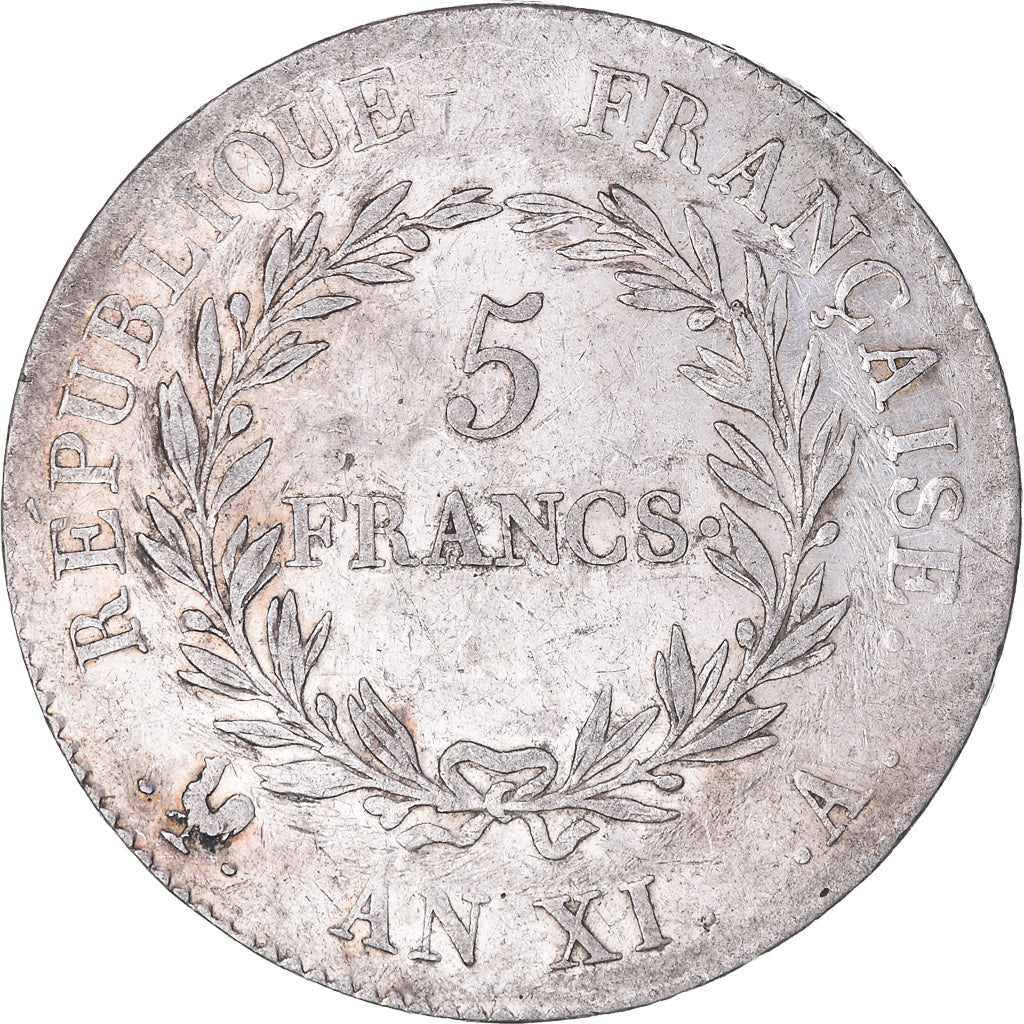 Coin, France, 5 Francs, An 11 (1803), Paris, EF(40-45), Silver, KM:650.1