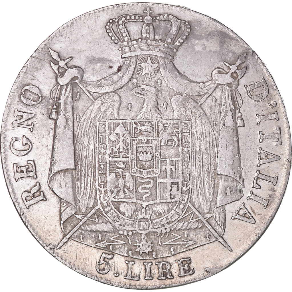 Coin, ITALIAN STATES, Napoléon I, 5 Lire, 1809, Milan, EF(40-45), Silver