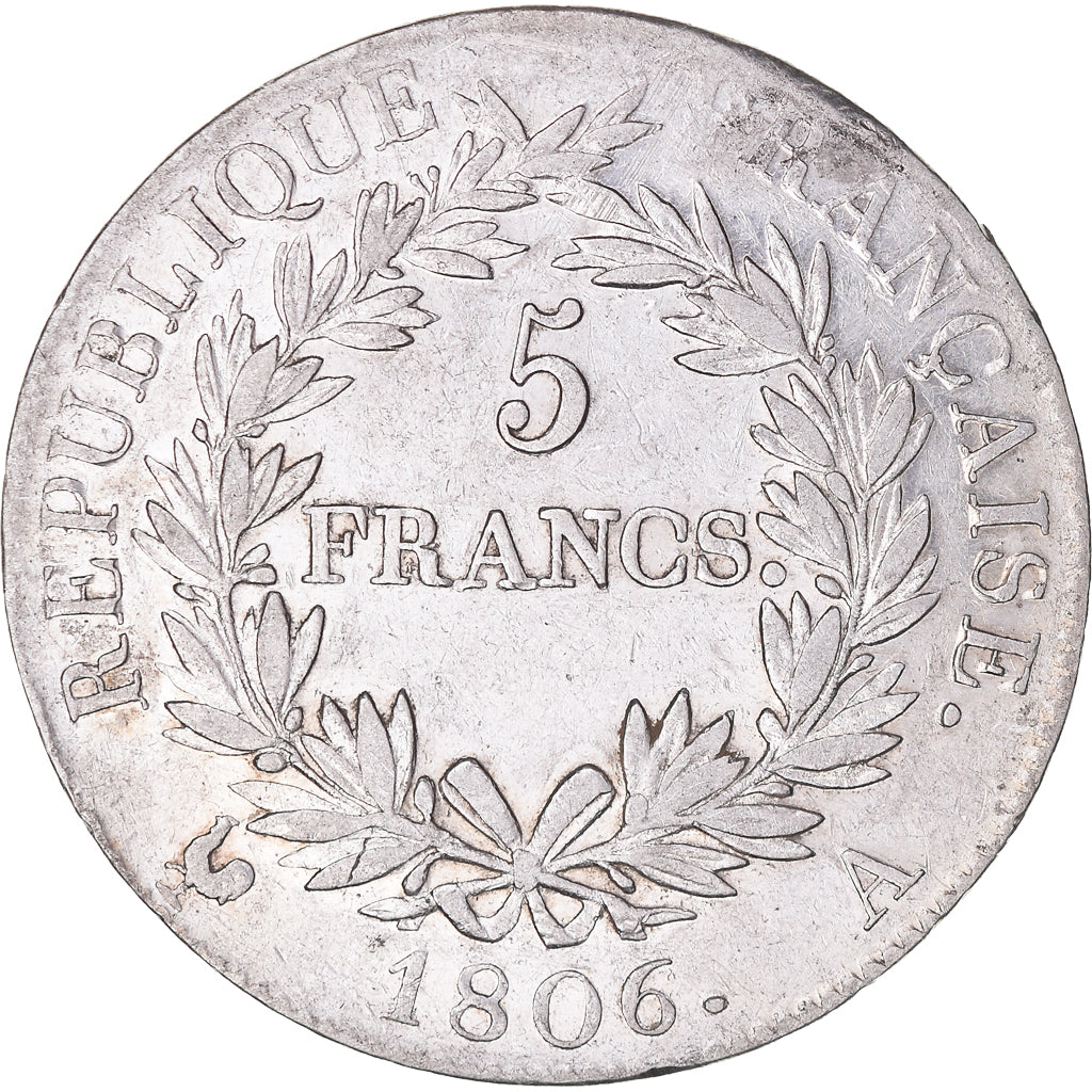 Moneta, Francia, Napoléon I, 5 Francs, 1806, Paris, Rare in this quality, BB+