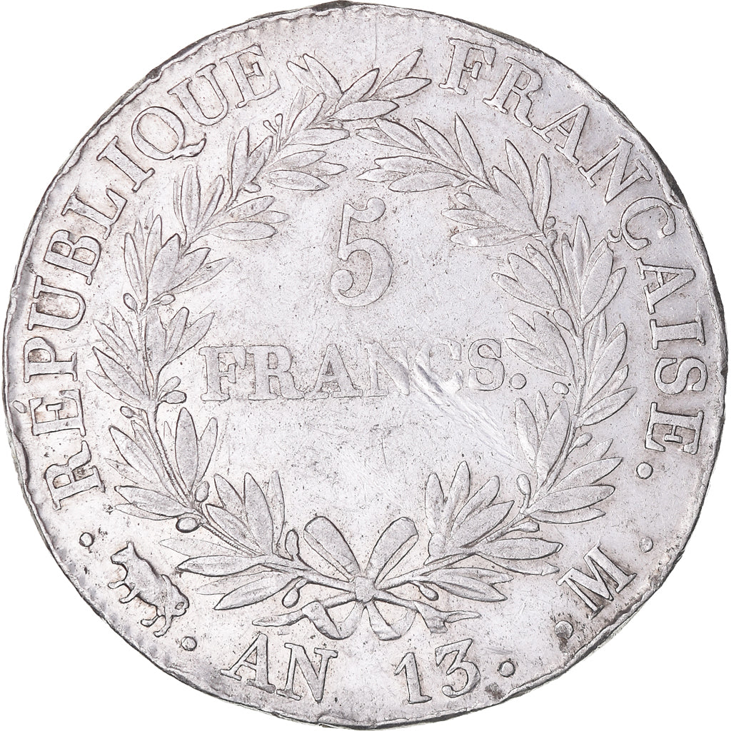 Moneta, Francja, Napoléon I, 5 Francs, An 13 (1805), Toulouse, VF(30-35)