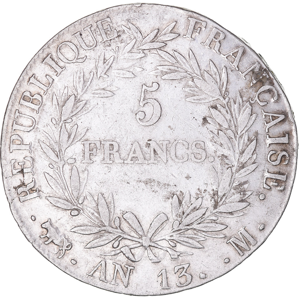 Moneda, Francia, Napoléon I, 5 Francs, An 13 (1805), Toulouse, MBC, Plata
