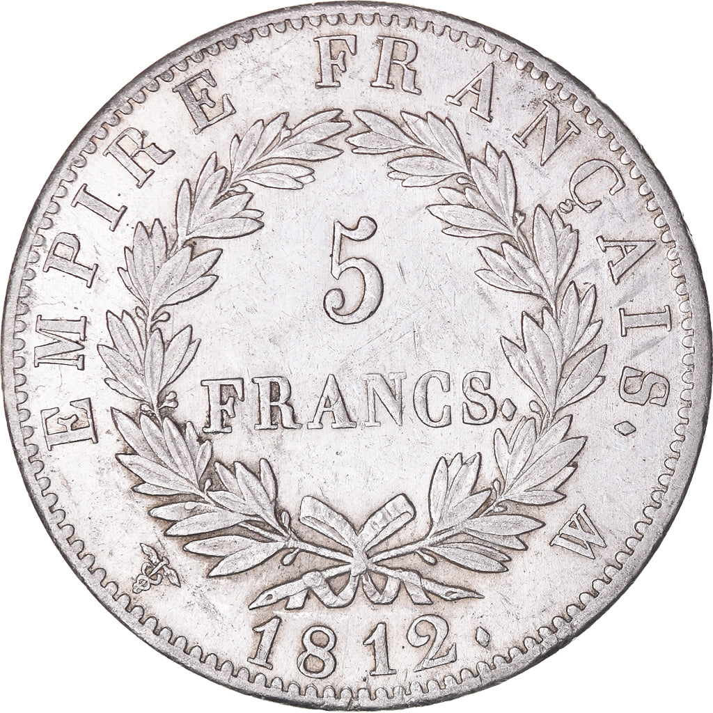 Moneda, Francia, Napoléon I, 5 Francs, 1812, Lille, MBC+, Plata, KM:694.16