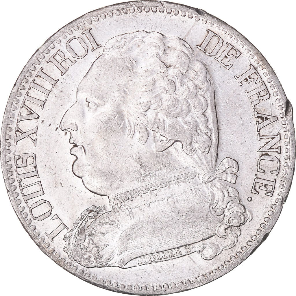 Moneta, Francia, Louis XVIII, 5 Francs, 1814, Bordeaux, Rare in this quality