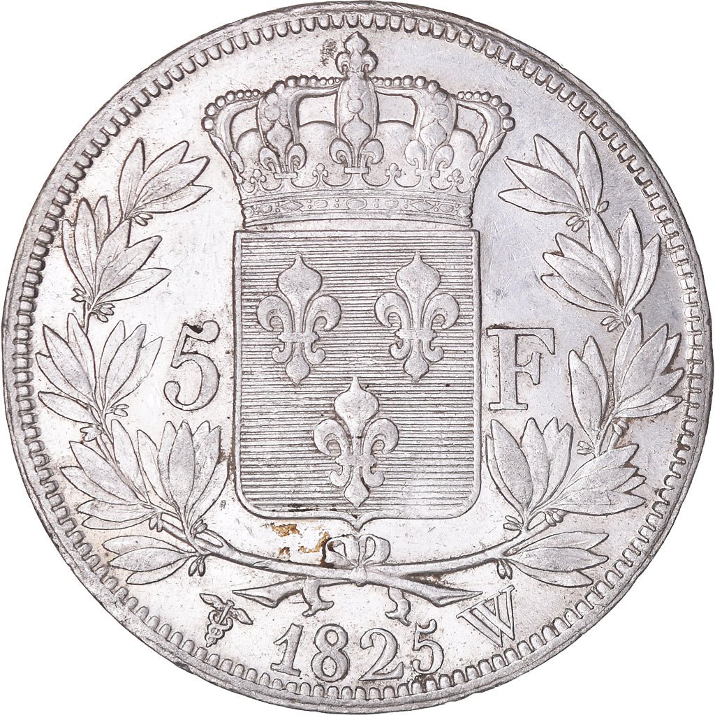 Moeda, França, Charles X, 5 Francs, 1825, Lille, Rare in this quality