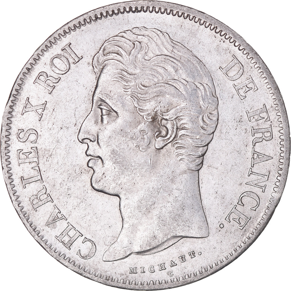Coin, France, Charles X, 5 Francs, 1827, Lille, Rare in this quality, AU(55-58)