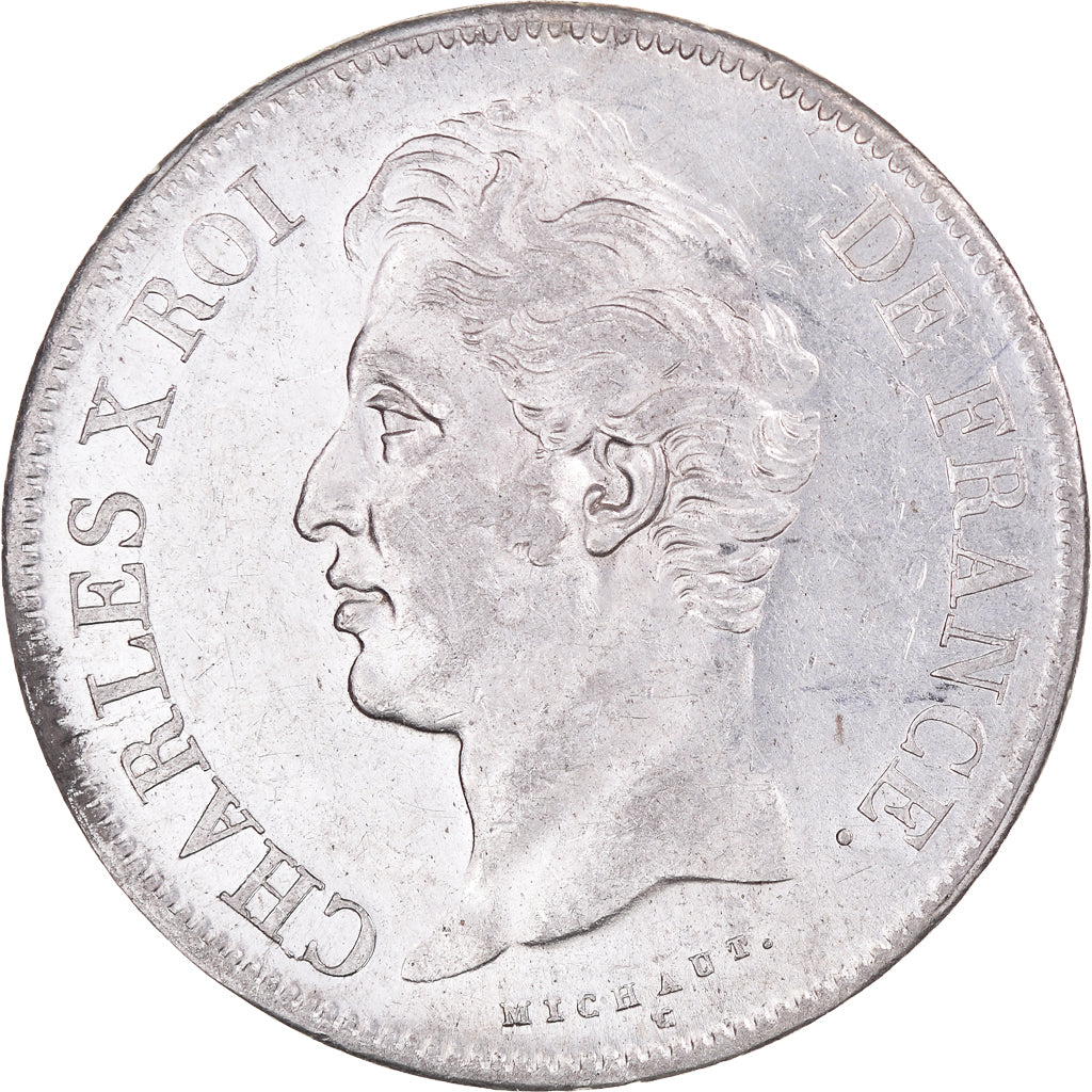 Coin, France, Charles X, 5 Francs, 1828, Rouen, Rare in this quality, AU(50-53)