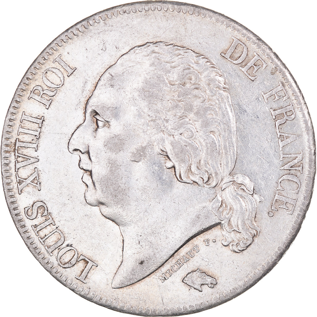 Moneta, Francia, Louis XVIII, 5 Francs, 1824, Paris, Rare in this quality, SPL-