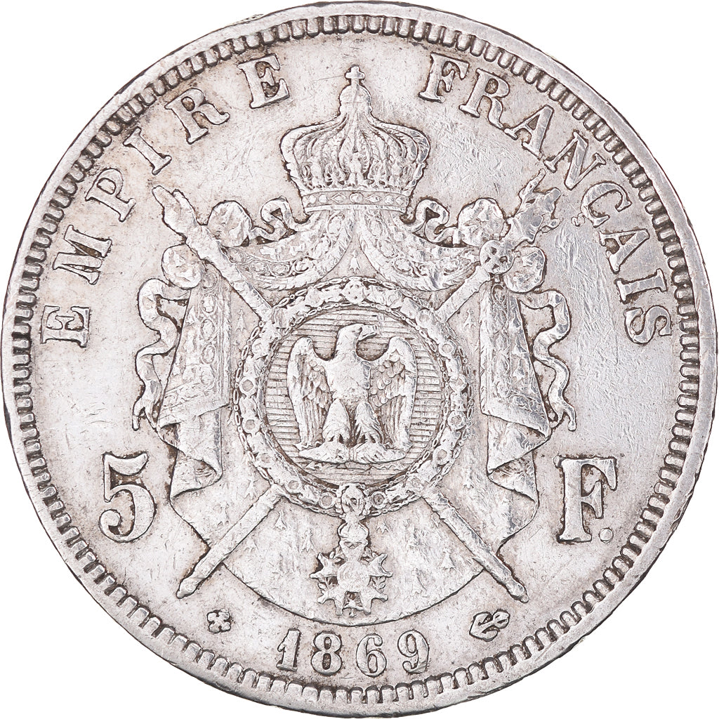 Coin, France, Napoleon III, 5 Francs, 1869, Strasbourg, VF(30-35), Silver