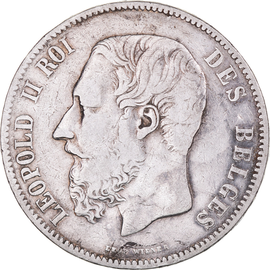 Moneta, Belgio, Leopold II, 5 Francs, 5 Frank, 1869, MB+, Argento, KM:24