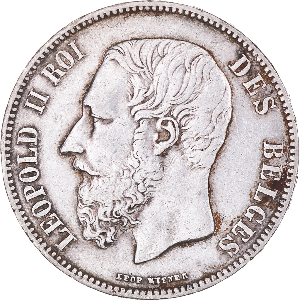 Moneta, Belgio, Leopold II, 5 Francs, 5 Frank, 1873, BB, Argento, KM:24