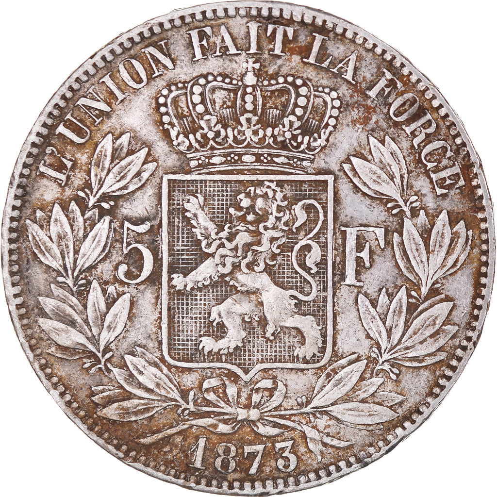 Moneta, Belgio, Leopold II, 5 Francs, 5 Frank, 1873, BB, Argento, KM:24