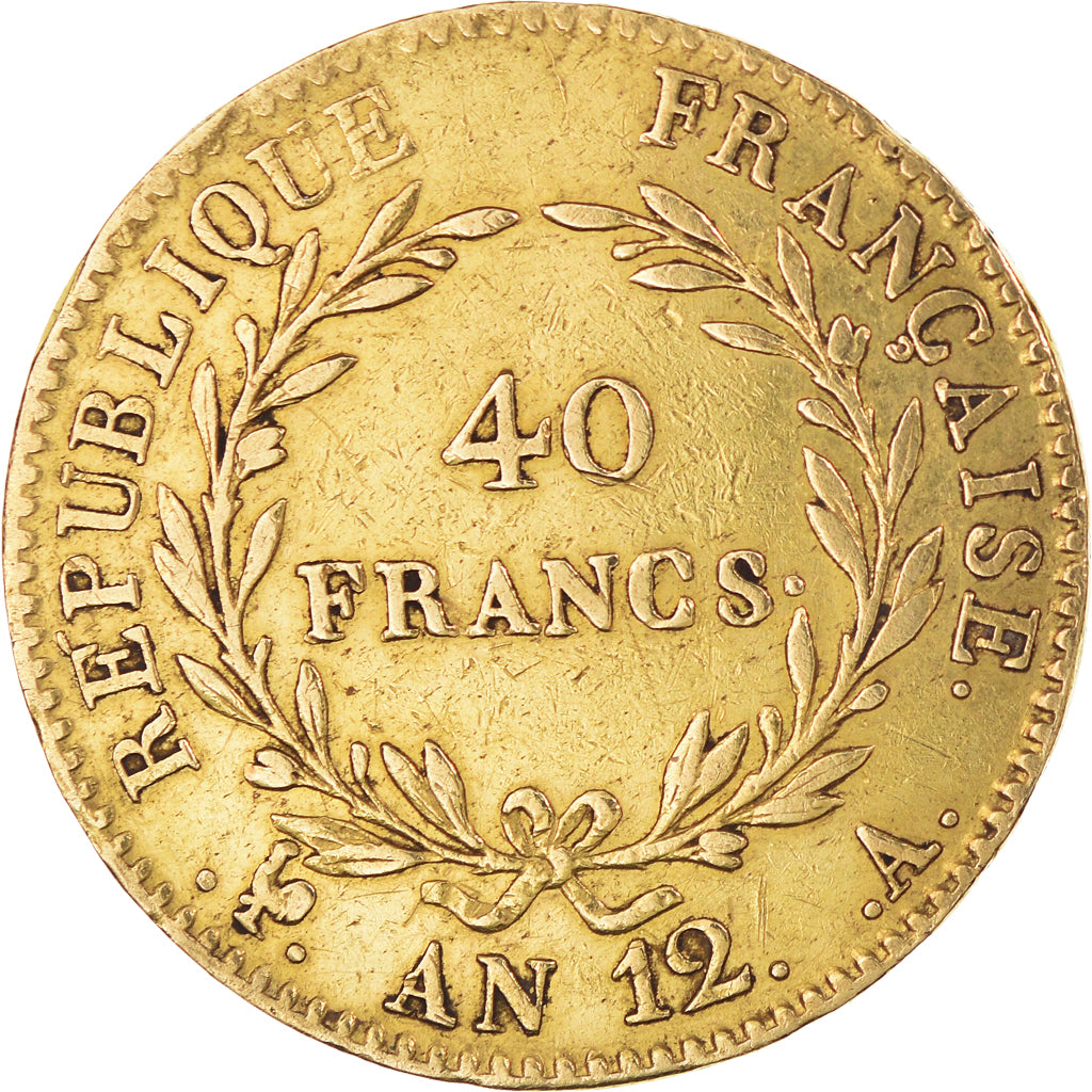 Coin, France, Napoléon I, 40 Francs, An 12 (1804), Paris, EF(40-45), Gold