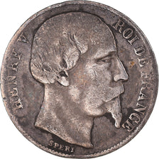 Munten, Frankrijk, Henri V, 1/2 Franc, 1858, Paris, FR+, Zilver, Gadoury:407