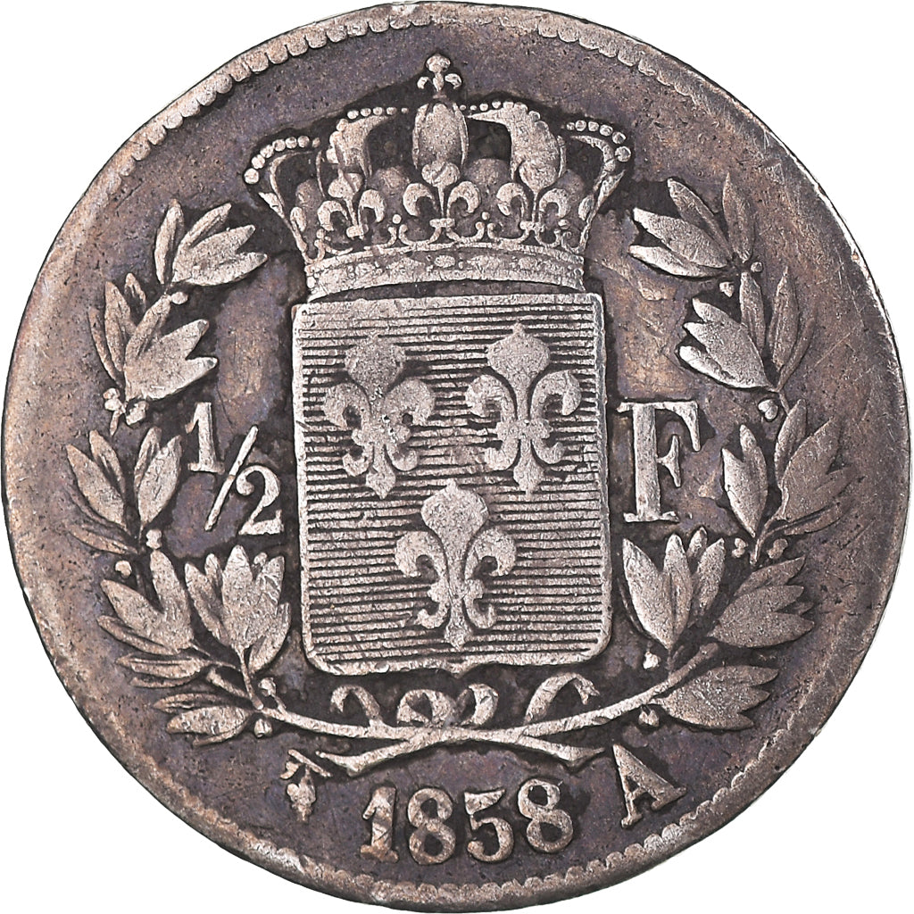 Münze, Frankreich, Henri V, 1/2 Franc, 1858, Paris, S+, Silber, Gadoury:407