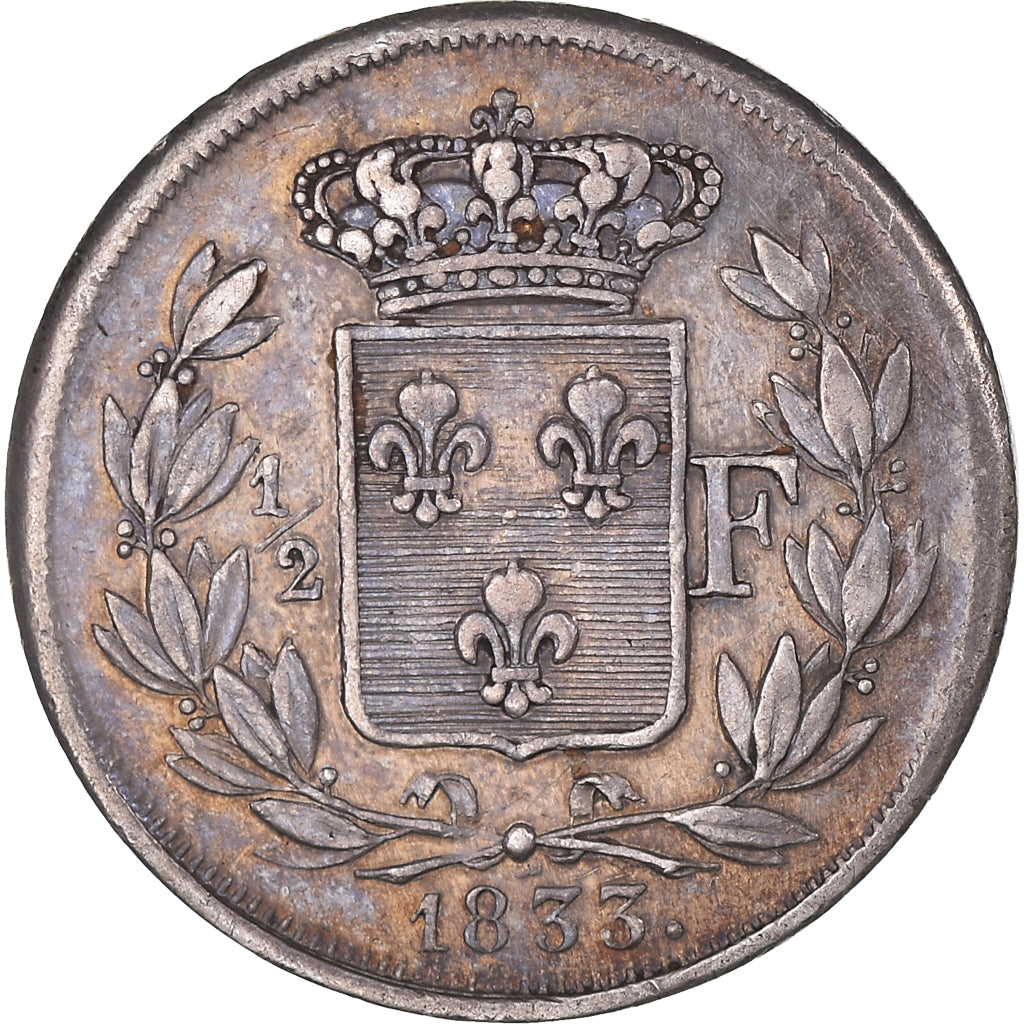 Moneta, Francia, Henri V, 1/2 Franc, 1833, Paris, BB+, Argento, Gadoury:404