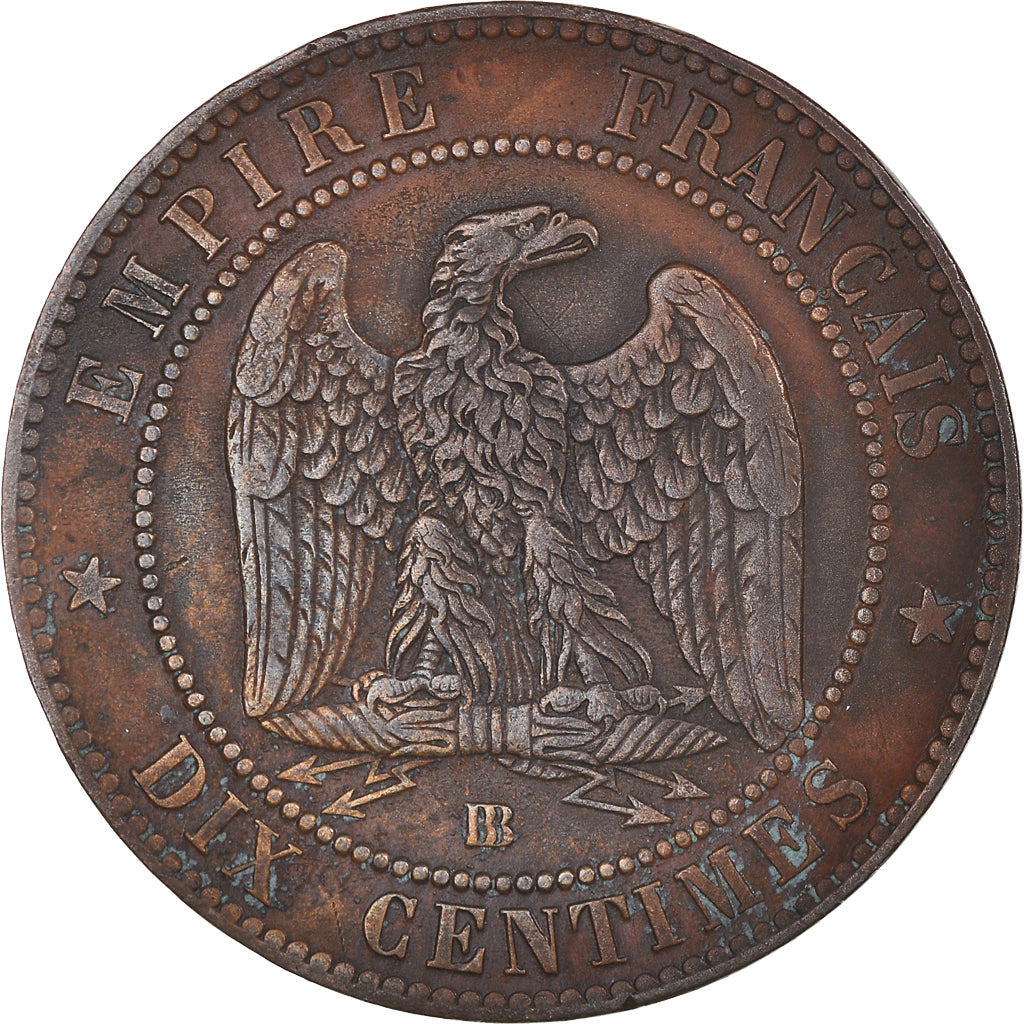 Moeda, França, Napoleon III, 10 Centimes, 1864, Strasbourg, VF(30-35), Bronze