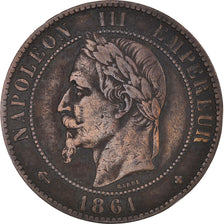 Munten, Frankrijk, Napoleon III, 10 Centimes, 1861, Strasbourg, FR+, Bronzen