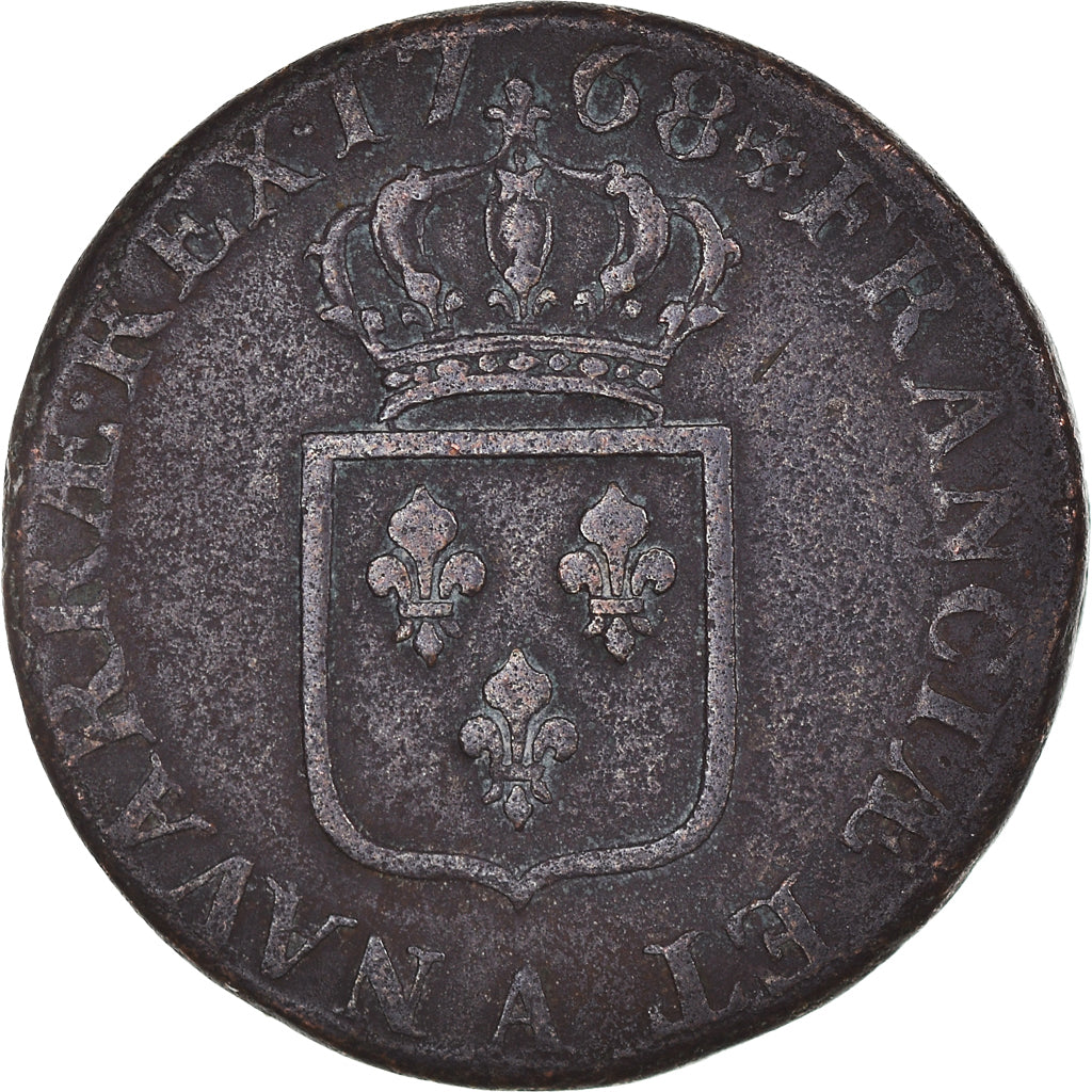Coin, France, Louis XV, Sol, 1768, Paris, VF(20-25), Copper, KM:545.1
