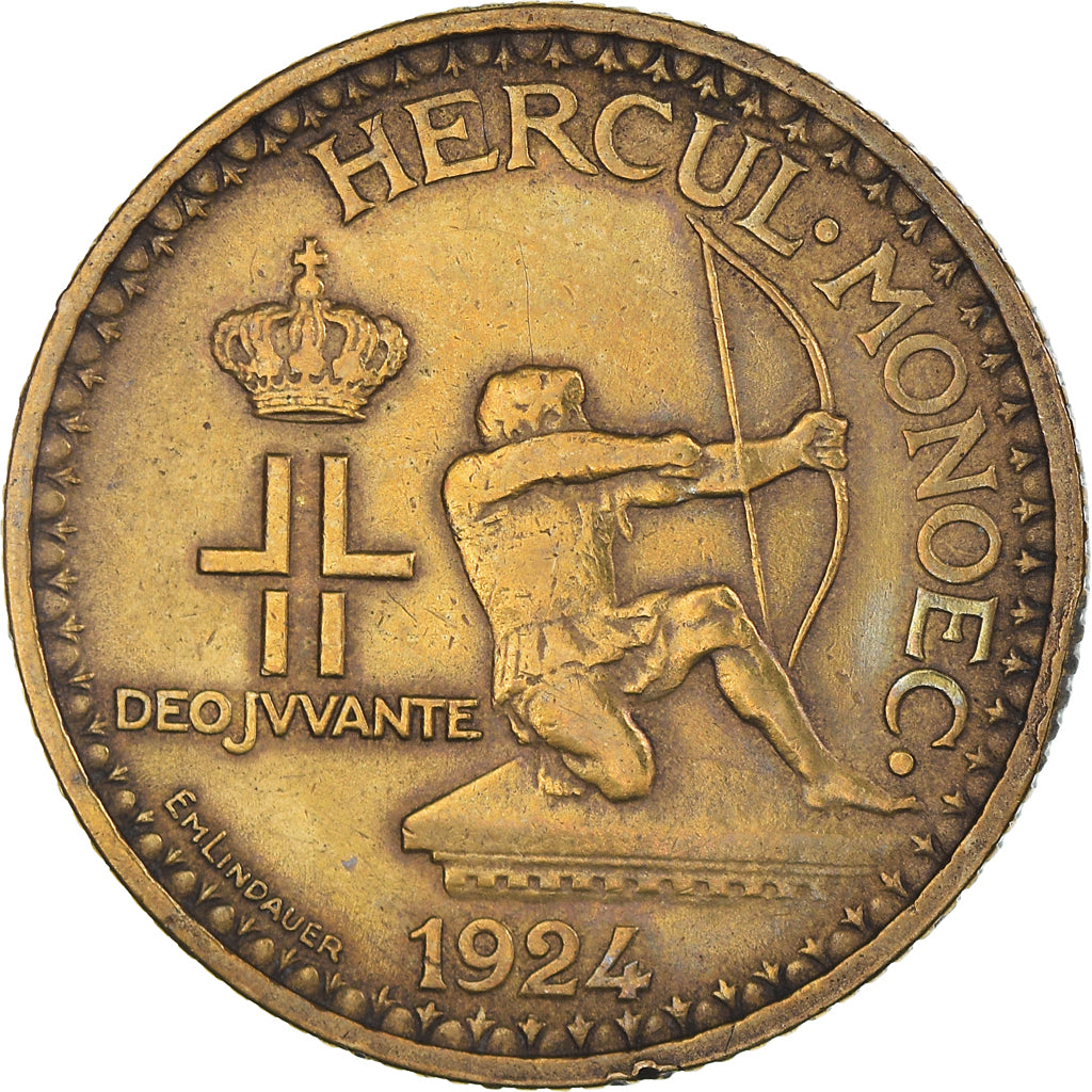 Monnaie, Monaco, Louis II, 2 Francs, 1924, TTB, Bronze-Aluminium, Gadoury:MC129