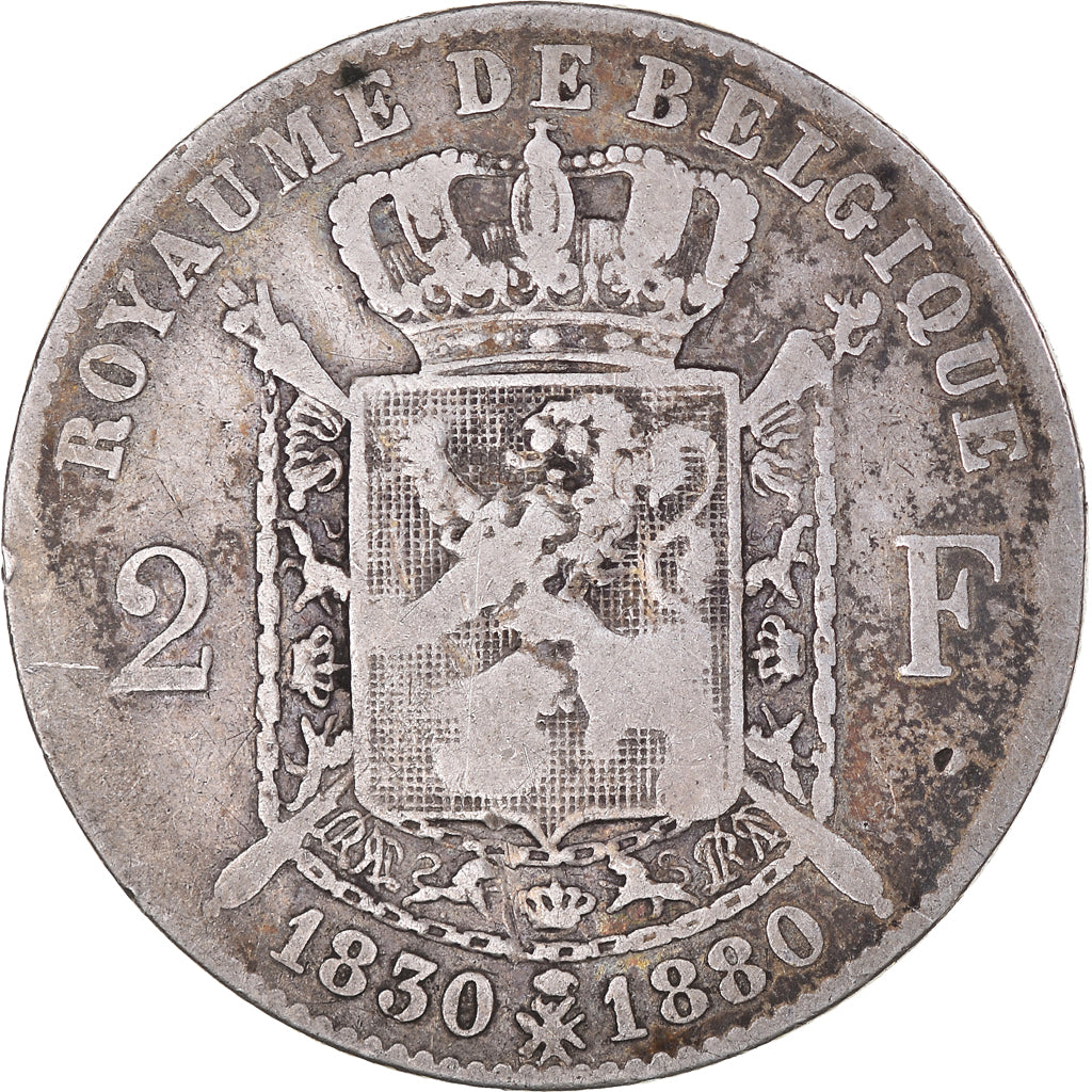 Coin, Belgium, Leopold II, 2 Francs, 2 Frank, 1880, VF(30-35), Silver, KM:39