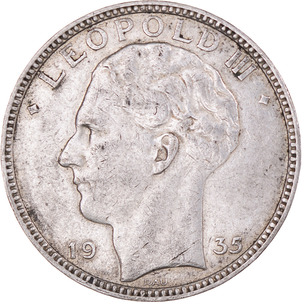 Coin, Belgium, Leopold III, 20 Francs, 20 Frank, 1935, EF(40-45), Silver, KM:105