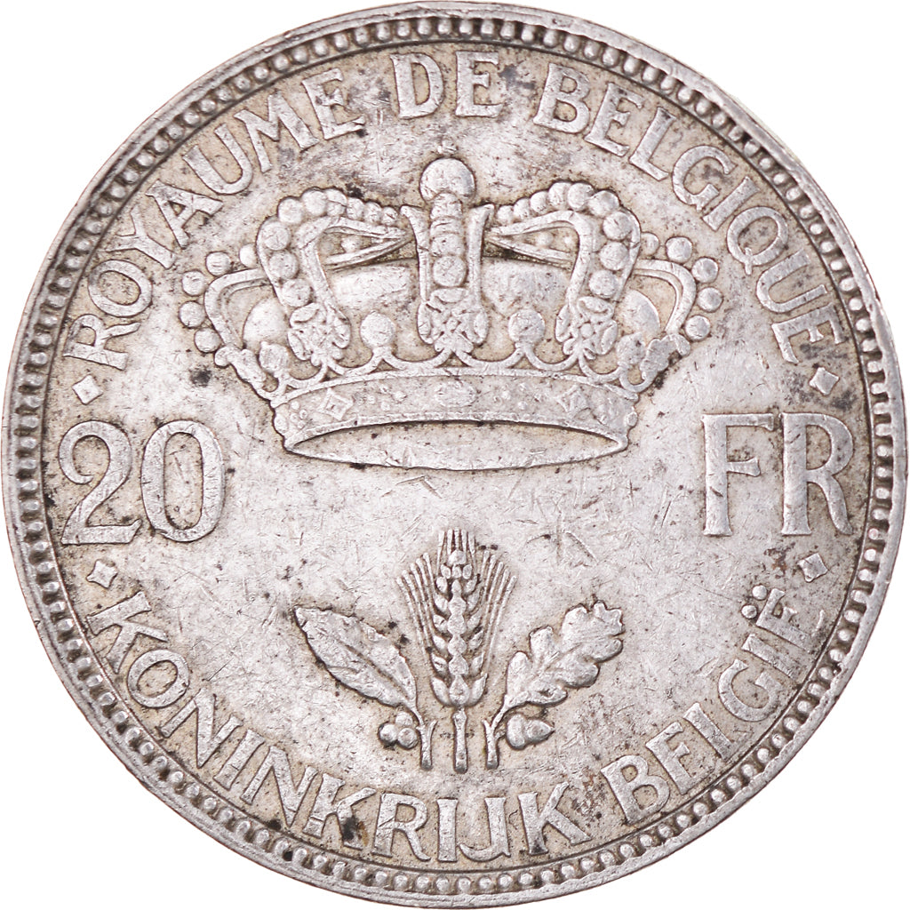 Coin, Belgium, Leopold III, 20 Francs, 20 Frank, 1935, EF(40-45), Silver, KM:105