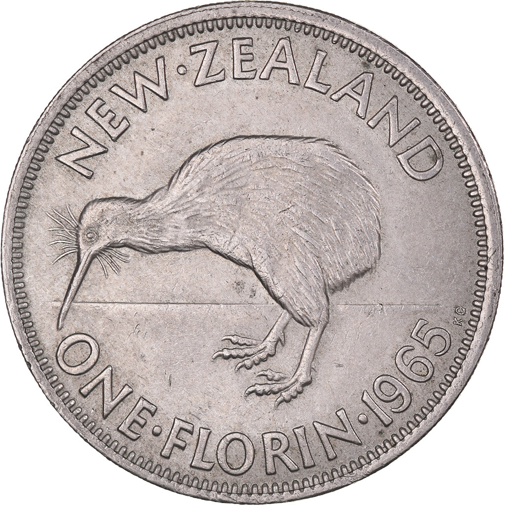 Coin, New Zealand, Elizabeth II, Florin, 1965, AU(50-53), Copper-nickel, KM:28.2