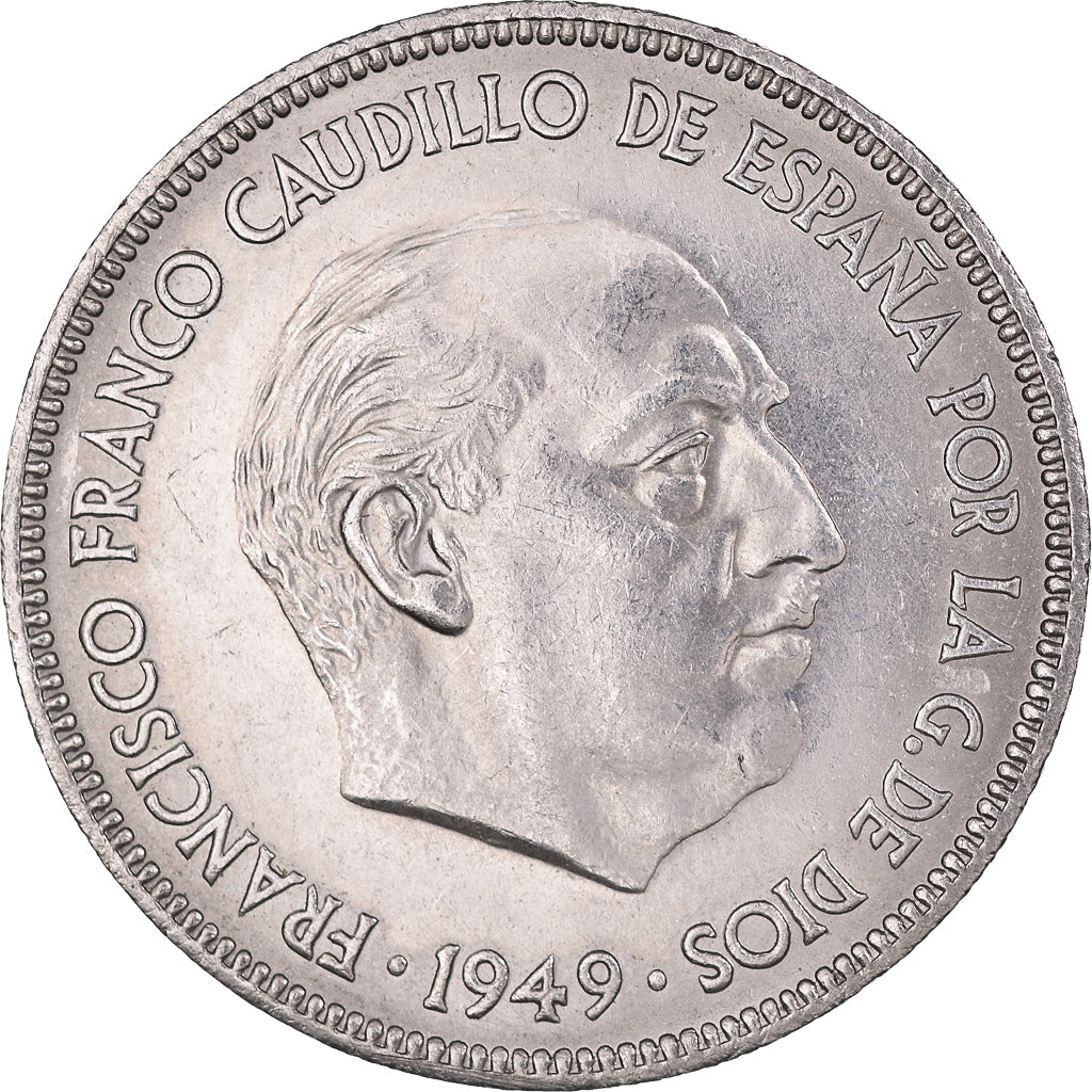 Moneda, España, Caudillo and regent, 5 Pesetas, 1949, Madrid, EBC, Níquel