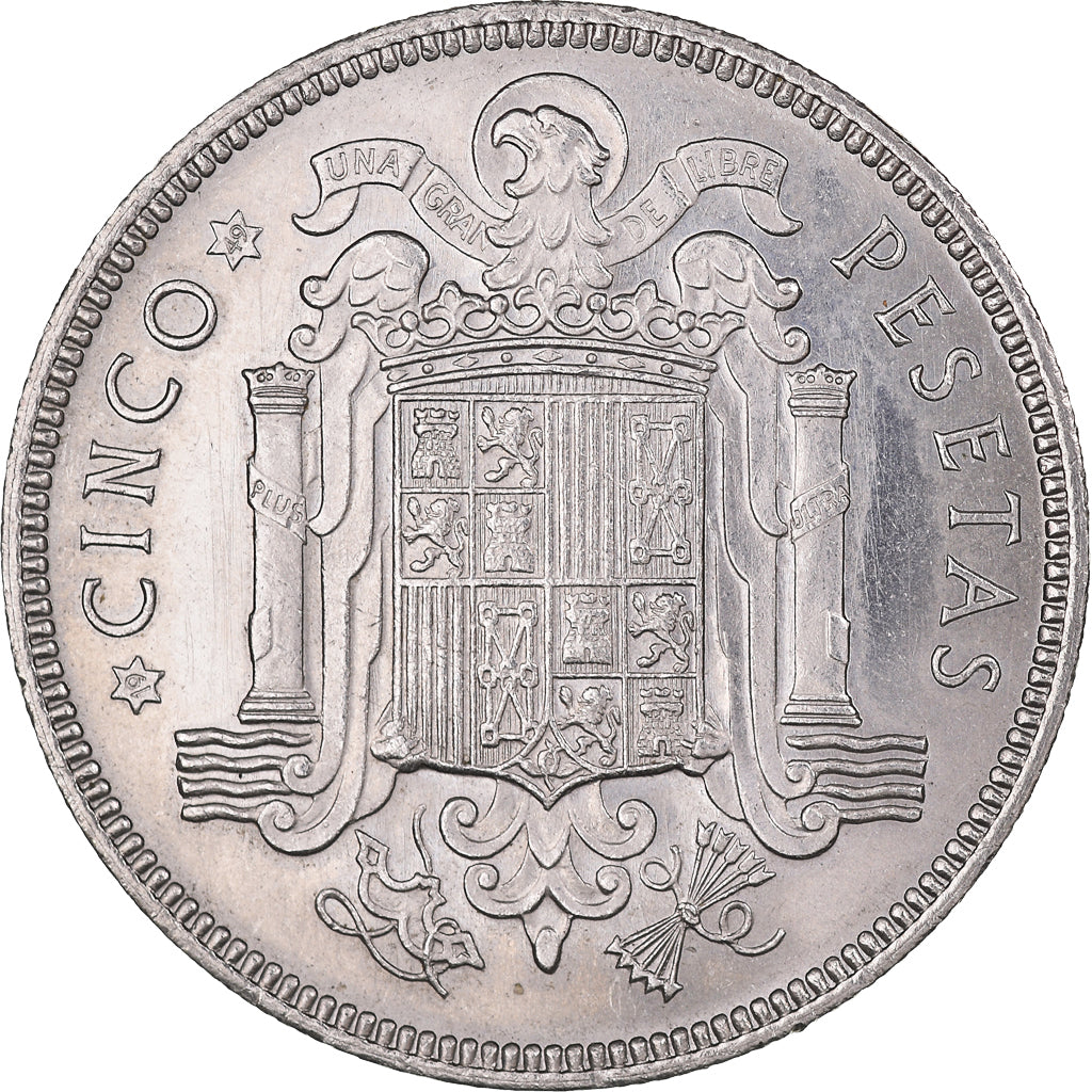 Moneda, España, Caudillo and regent, 5 Pesetas, 1949, Madrid, EBC, Níquel