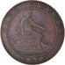 Moneda, España, Provisional Government, 10 Centimos, 1870, Madrid, BC+, Cobre