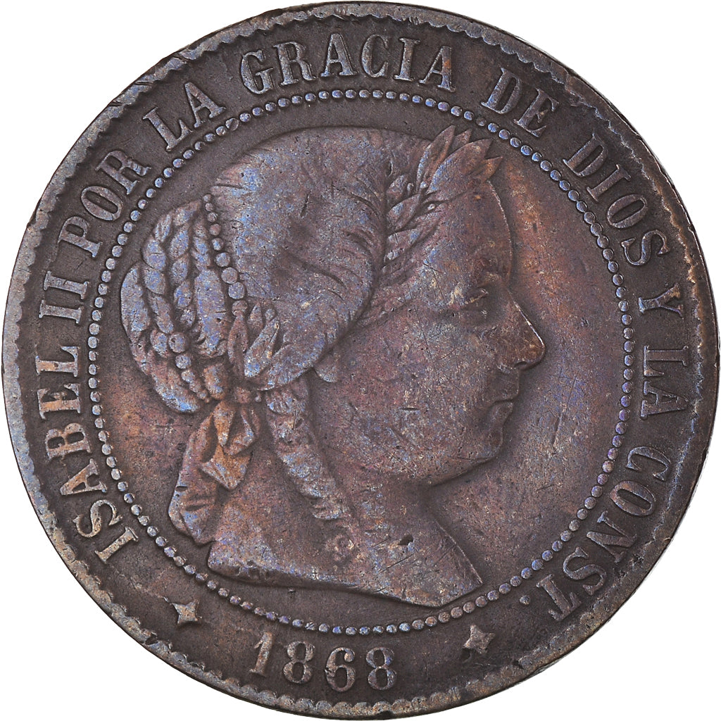 Coin, Spain, Isabel II, 2-1/2 Centimos, 1868, Madrid, VF(30-35), Copper