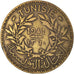 Moneda, Túnez, Anonymous, 2 Francs, 1941/AH1360, Paris, MBC, Aluminio - bronce