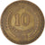 Moneta, Chile, 10 Centesimos, 1965, Santiago, EF(40-45), Aluminium-Brąz, KM:191
