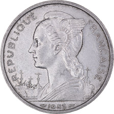 Coin, Madagascar, 5 Francs, 1953, Paris, AU(55-58), Aluminum, KM:5, Lecompte:106