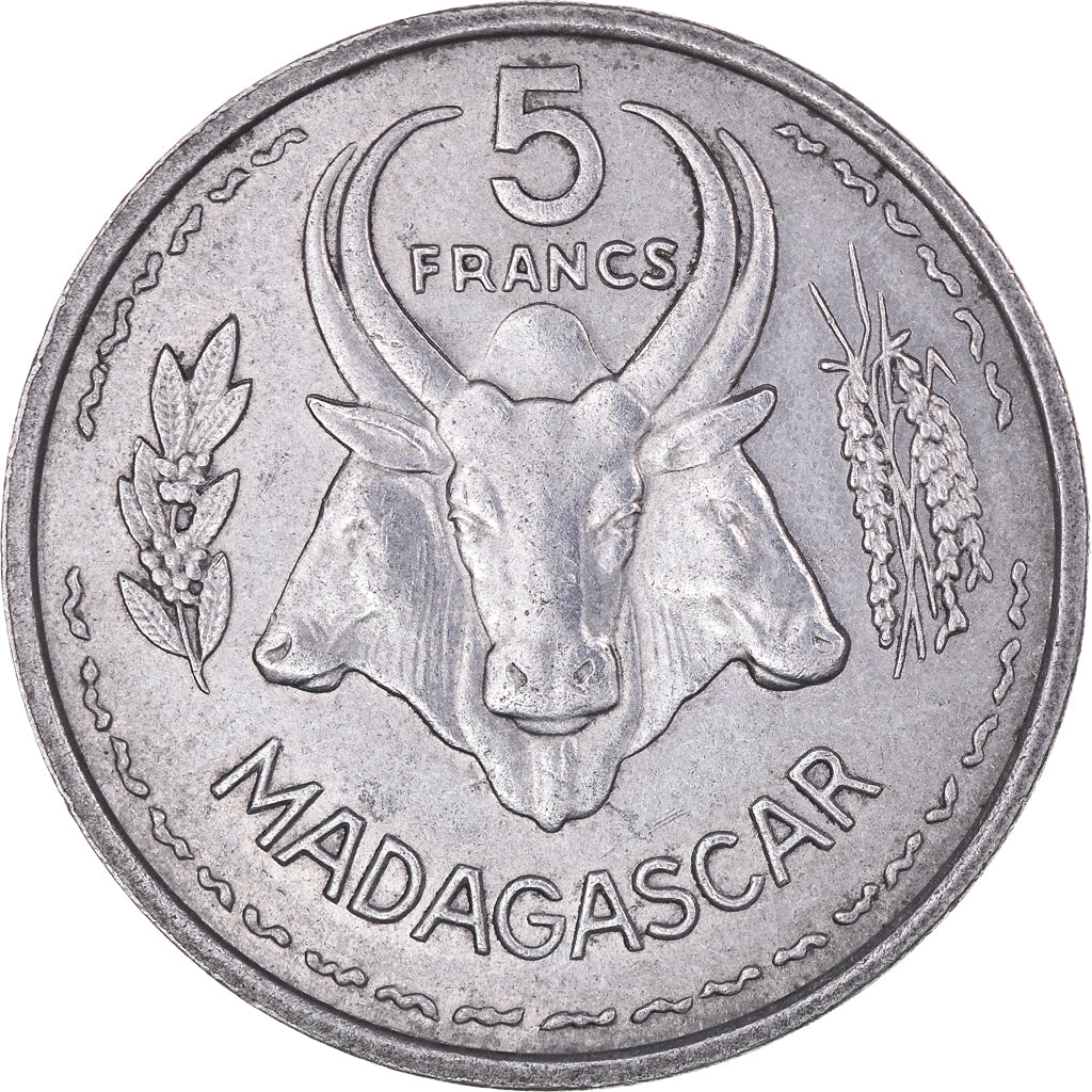 Coin, Madagascar, 5 Francs, 1953, Paris, AU(55-58), Aluminum, KM:5, Lecompte:106