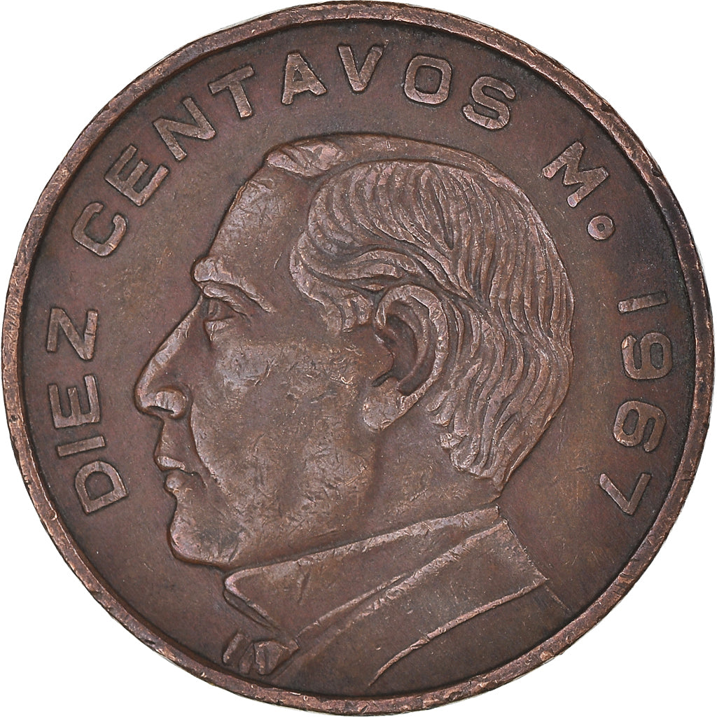 Monnaie, Mexique, 10 Centavos, 1967, Mexico City, TTB, Bronze, KM:433