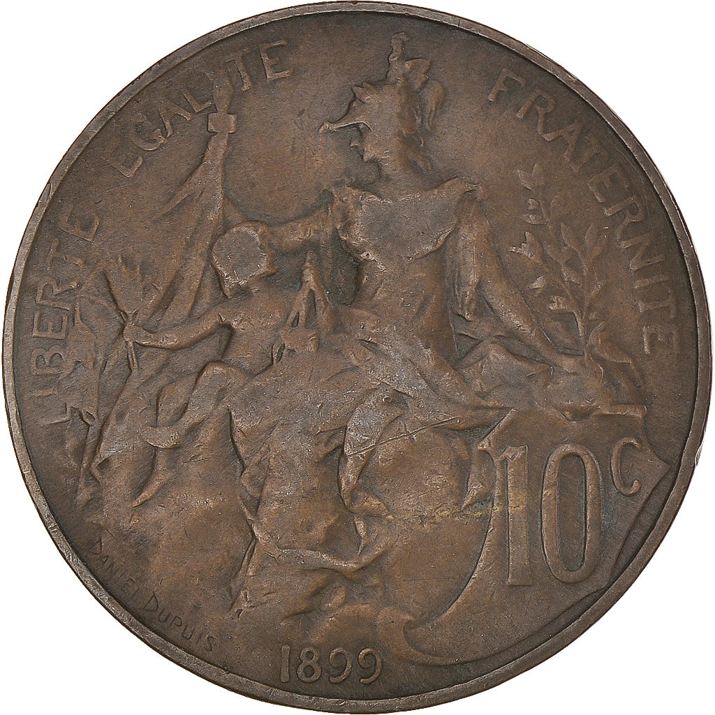 Münze, Frankreich, Dupuis, 10 Centimes, 1899, Paris, S+, Bronze, KM:843