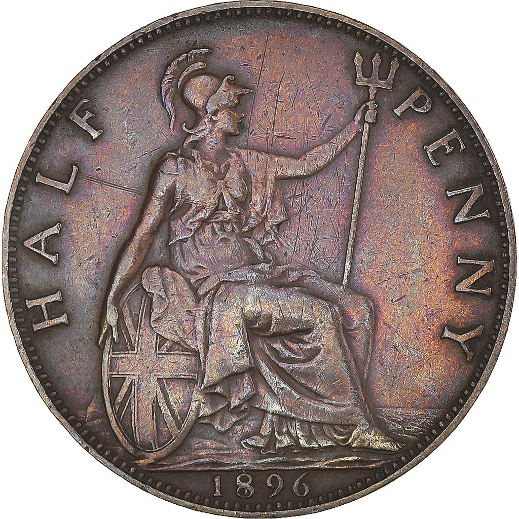 Coin, Great Britain, Victoria, 1/2 Penny, 1896, EF(40-45), Bronze, KM:789