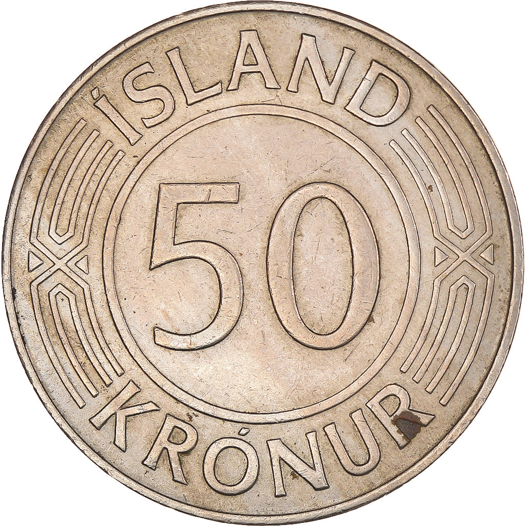 Moneda, Islandia, 50 Kronur, 1970, MBC+, Cobre - níquel, KM:19