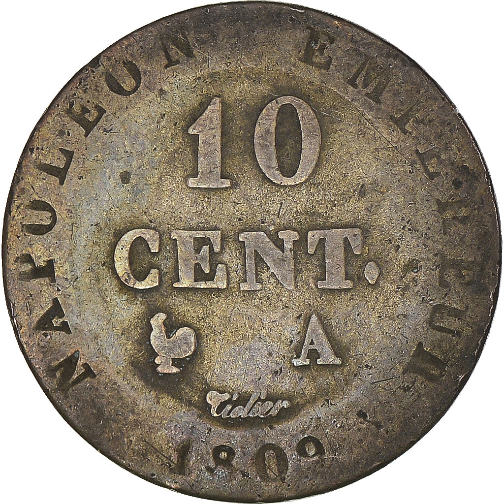 Münze, Frankreich, Napoléon I, 10 Centimes, 1809, Paris, SGE+, Billon