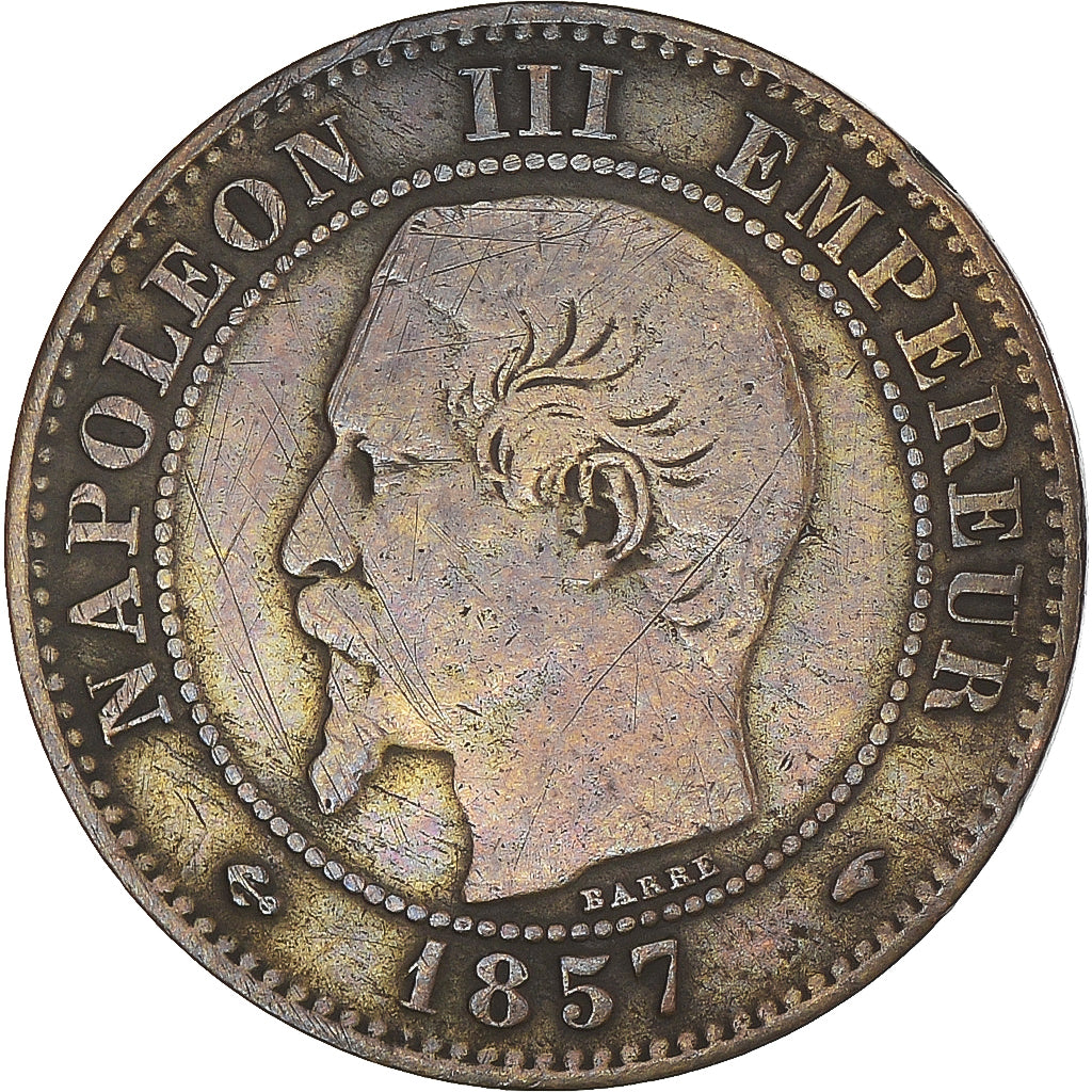 Coin, France, Napoleon III, 2 Centimes, 1857, Paris, VF(30-35), Bronze